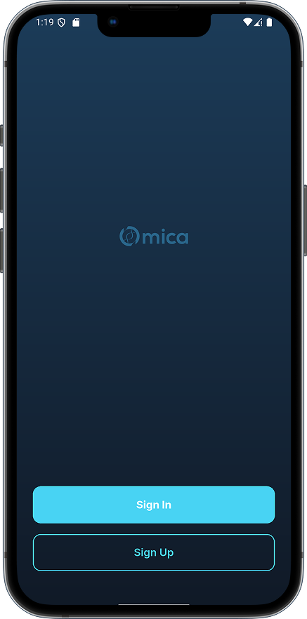 Omica authentication flow screen